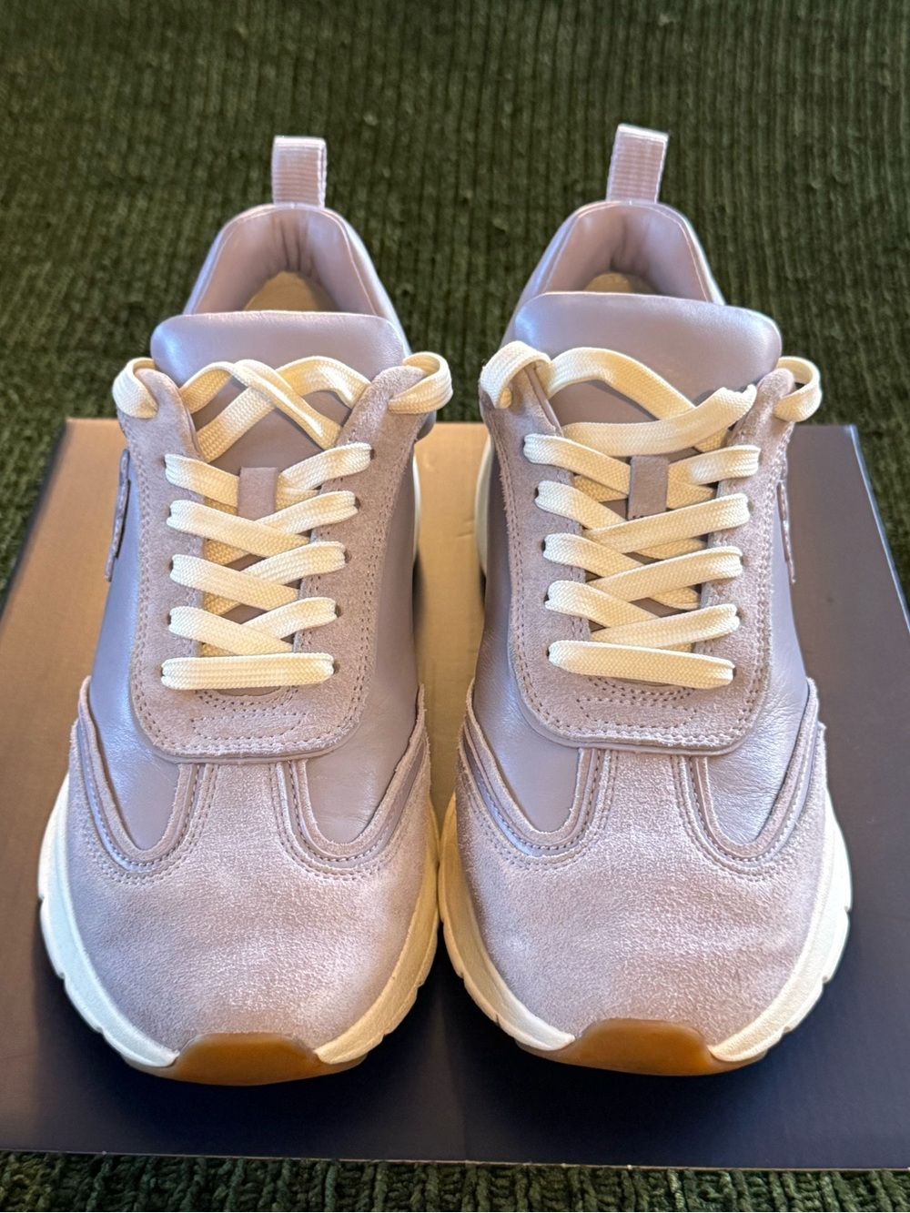 Tory Burch Good Luck Trainers Suede & Leather Sneakers in Lavendar and Cream